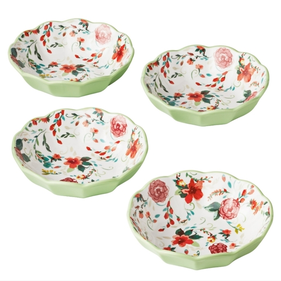 2024 ❤️ New Pioneer Woman Painted Meadow Ceramic 4-Piece Pasta Bowl Set - Picture 9 of 9